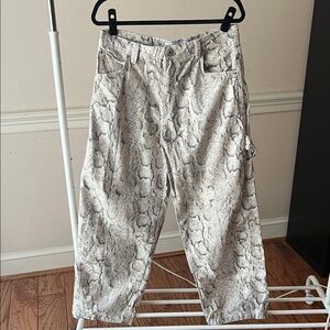 Bershka Snake Print Jeans - Gray